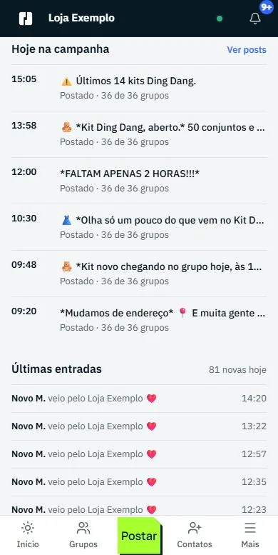 Hoje na campanha com os posts entregues